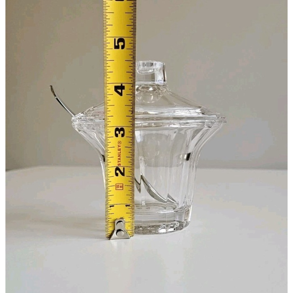 Dansk International Designs Lead Crystal Condiment Jar, Lid & Spoon Clear Glass - Picture 2 of 13